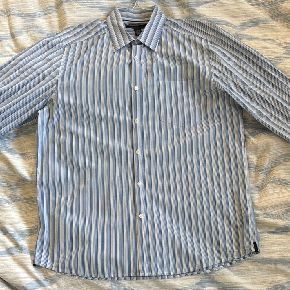 Kenneth Cole Light Blue Striped Men's Shirt